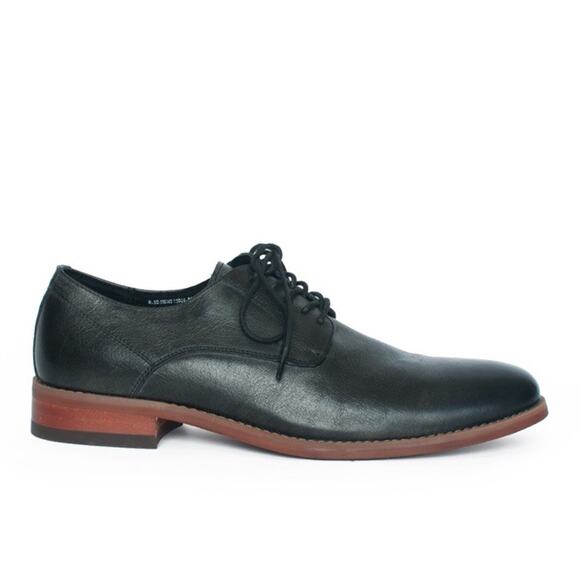New Florsheim Black Plain Toe Lace-Up Leather Oxford Men 8 D/ 15084-001 RET $130